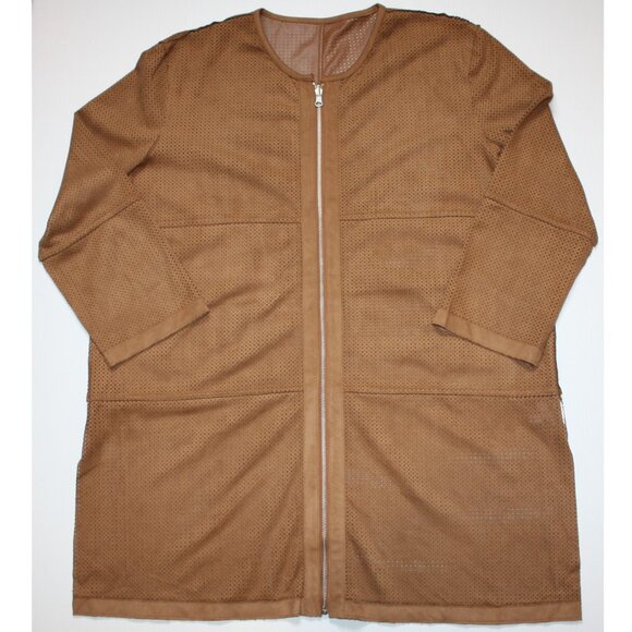 Luii Women's Light Brown Tan Color Faux Suede Coat Perforated Jacket in size XL - Picture 1 of 6